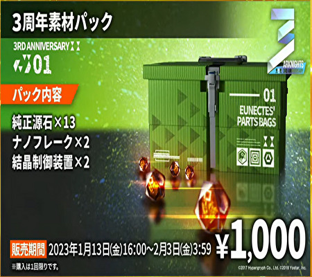 3周年素材パックの内容